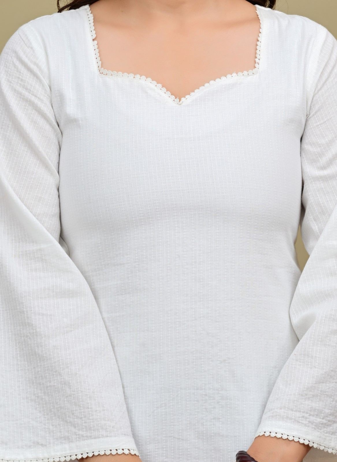 White Short Kurti with Black Heart Printed Salwar