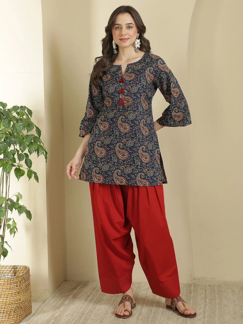 Paisley Printed Pure Cotton Farshi Suit