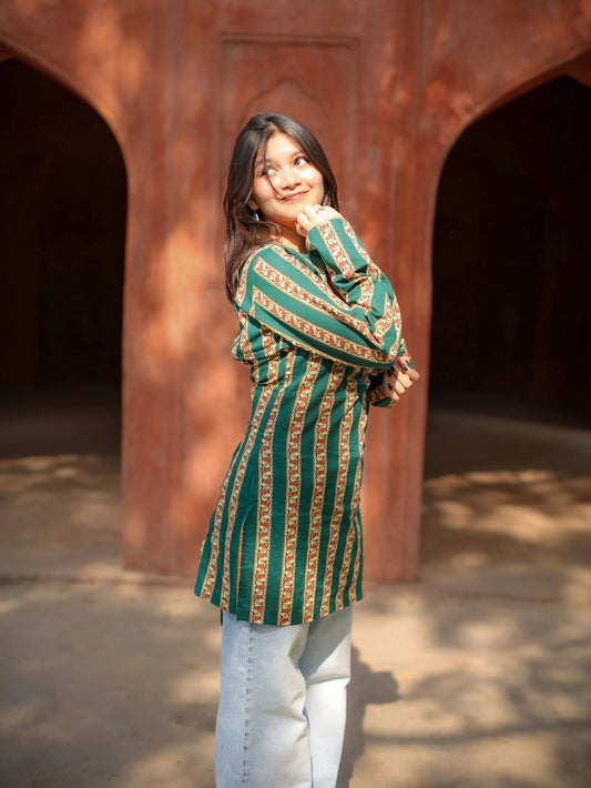 Green Convertible Short Kurti Set for Women