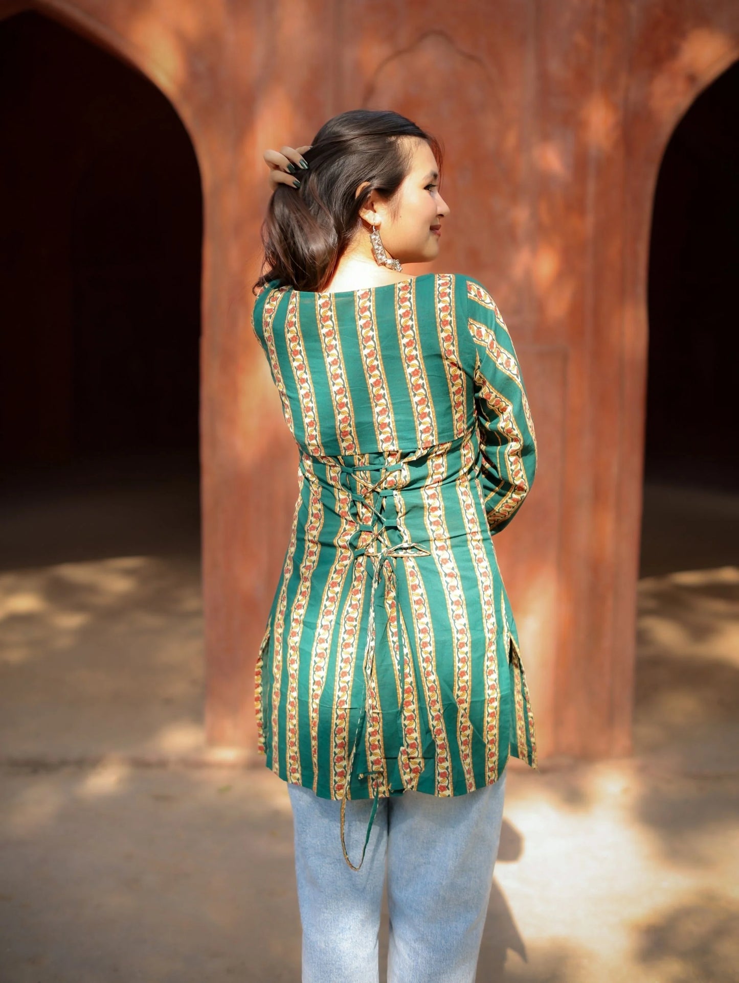 Green Convertible Short Kurti Set for Women
