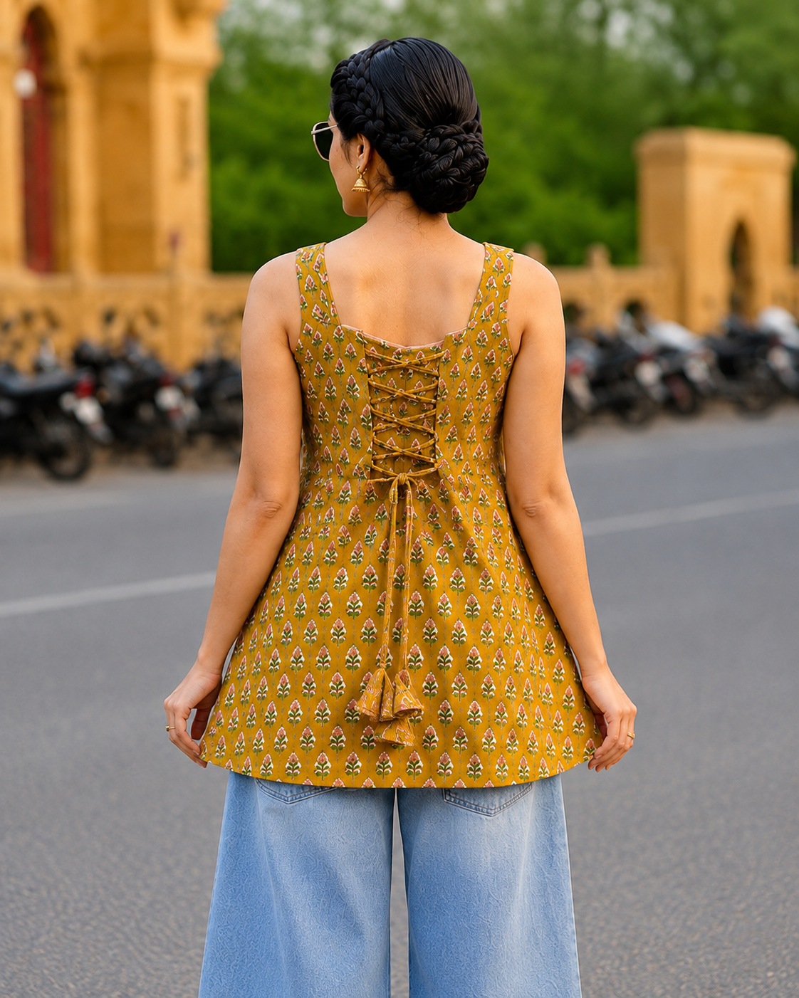 Marigold Bloom Printed A-Line Kurti