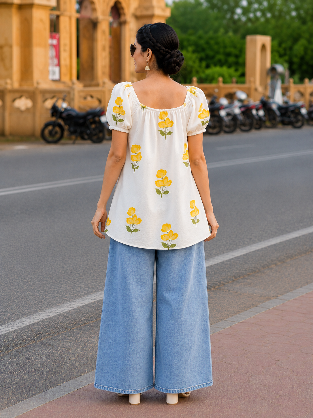 Sunny Floral White Kurti