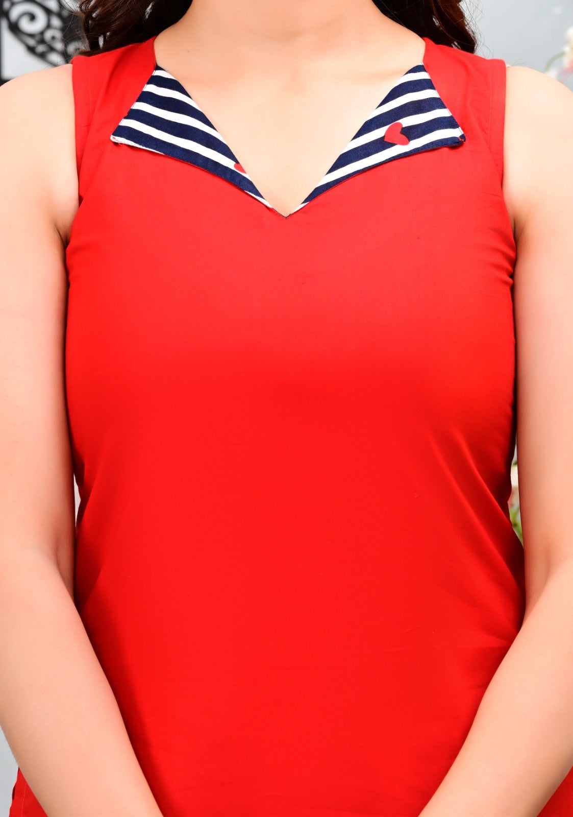 Red & Navy Striped Co-ord Kurti & Salwar Suit Set
