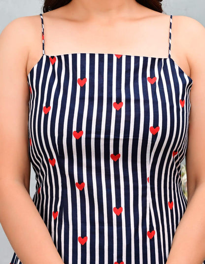 Women's Striped Cotton Strappy Kurti & Palazzo Co-ord Set