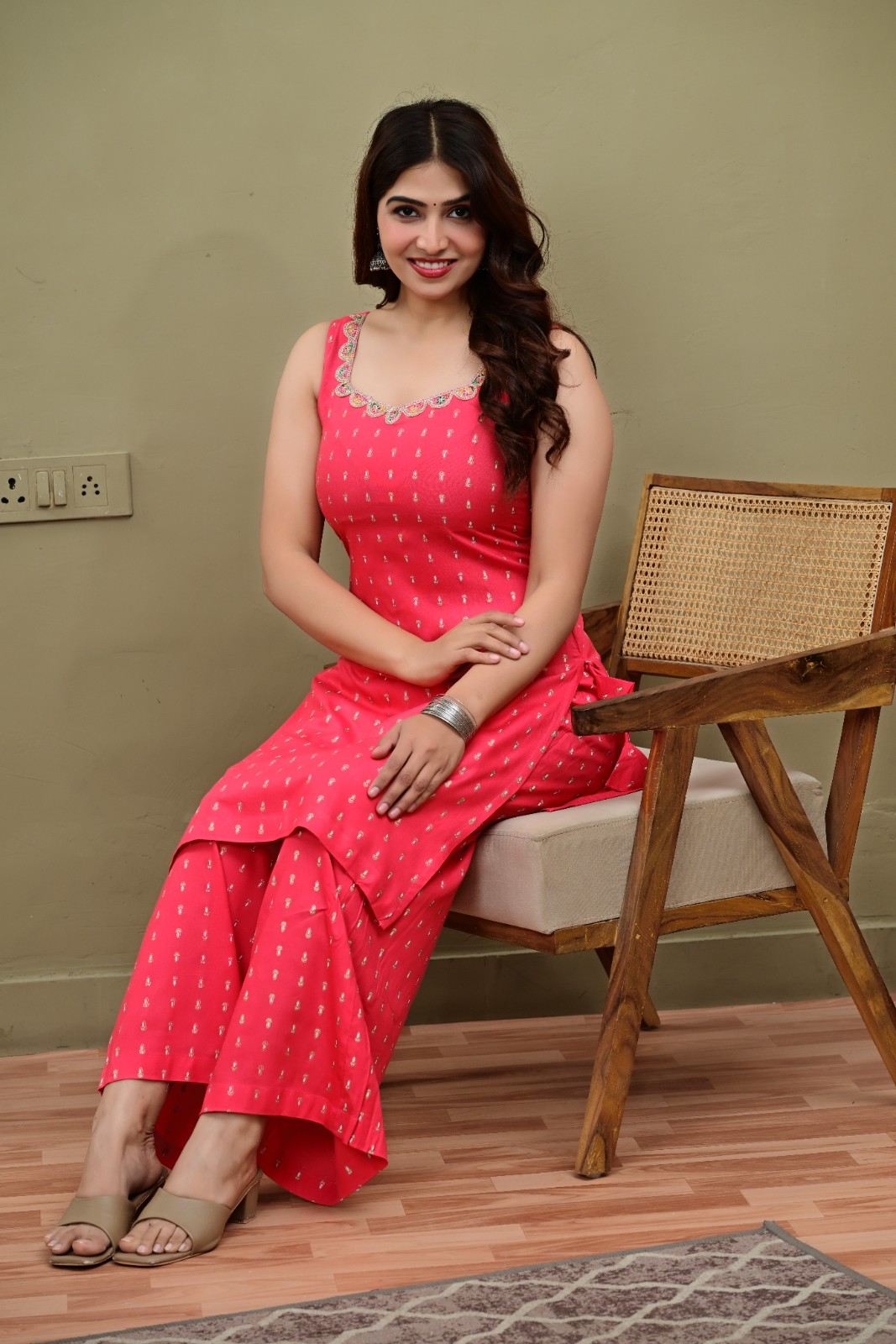 Pink Sleeveless Kurti with Palazzo Set
