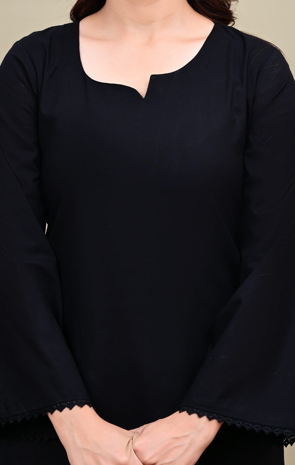 Black Cotton Short Kurti with Patiala Salwar Suit Set