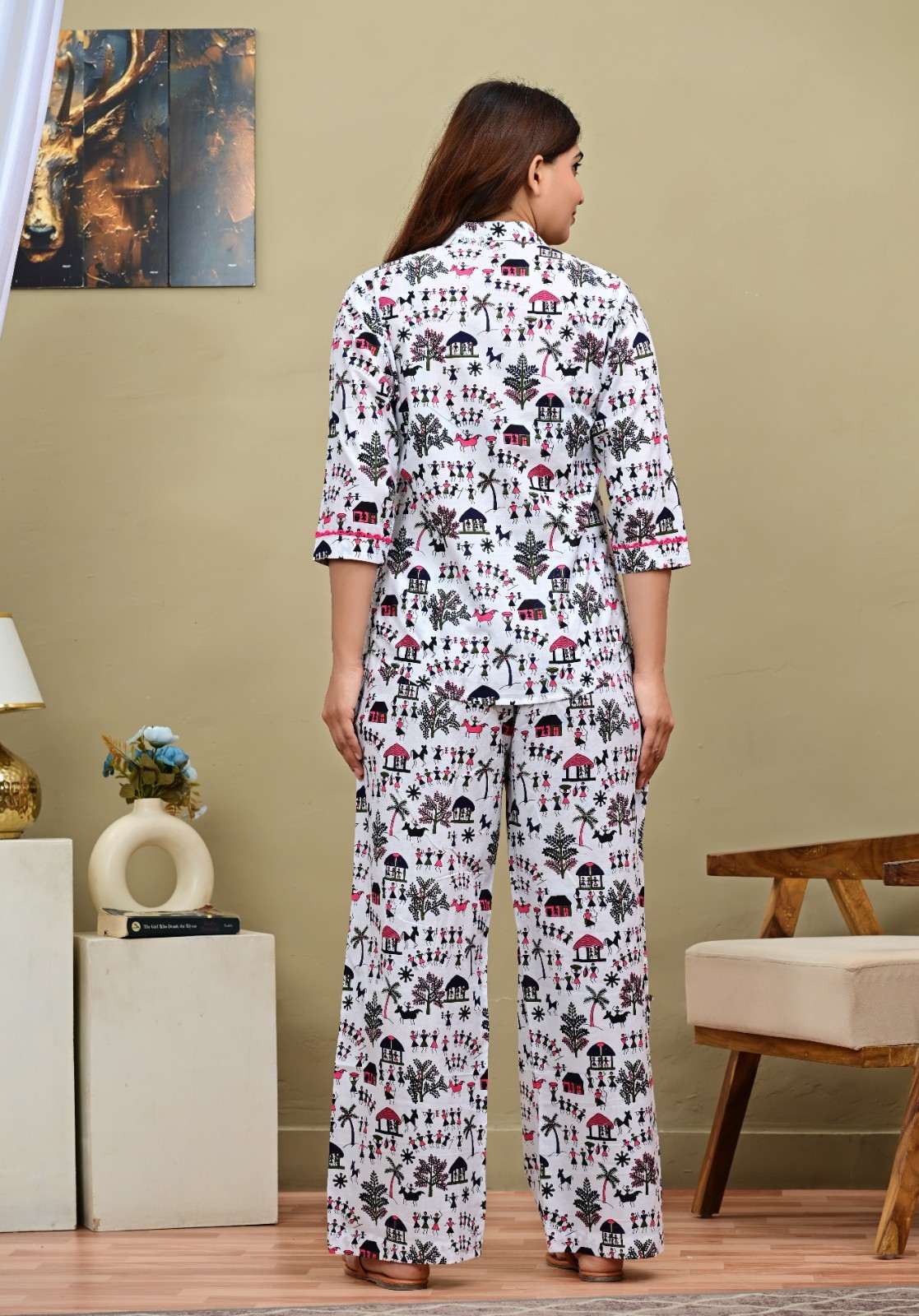 The Folk Tale Warli Printed Cotton Shirt & Trouser Co-ord Set