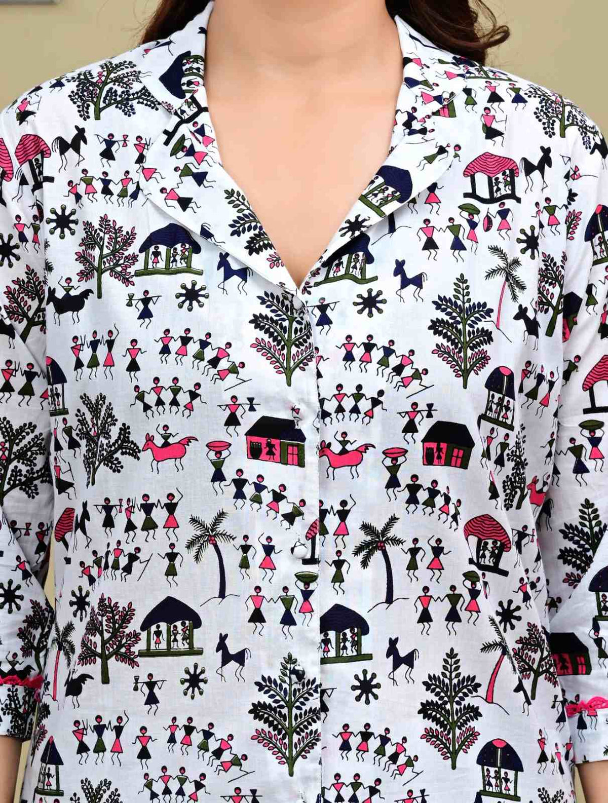 The Folk Tale Warli Printed Cotton Shirt & Trouser Co-ord Set