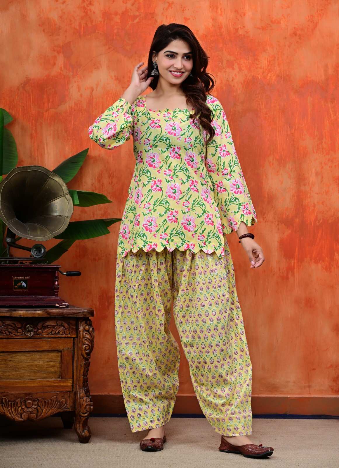 Floral Cotton Short Kurta & Salwar Set
