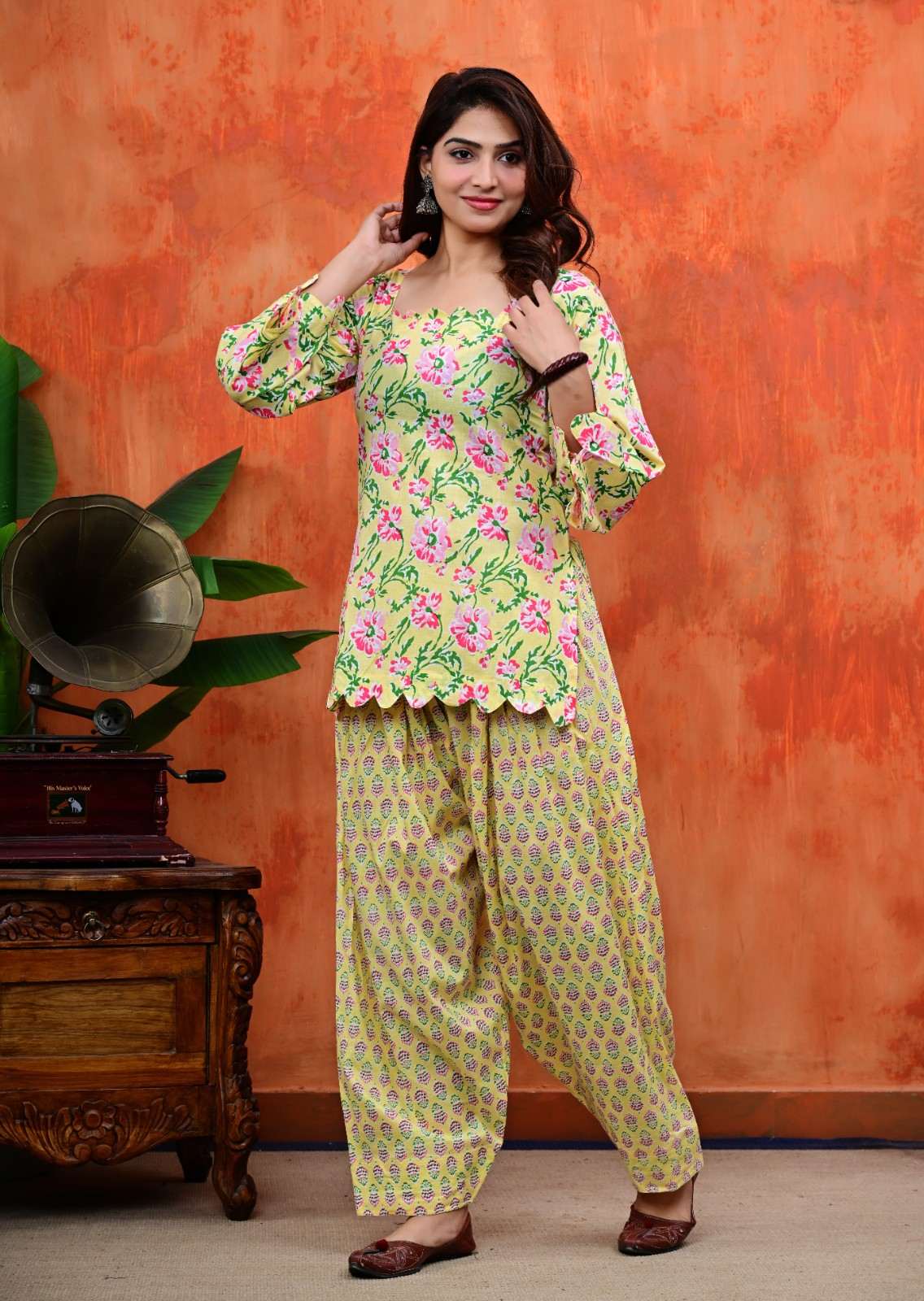 Floral Cotton Short Kurta & Salwar Set