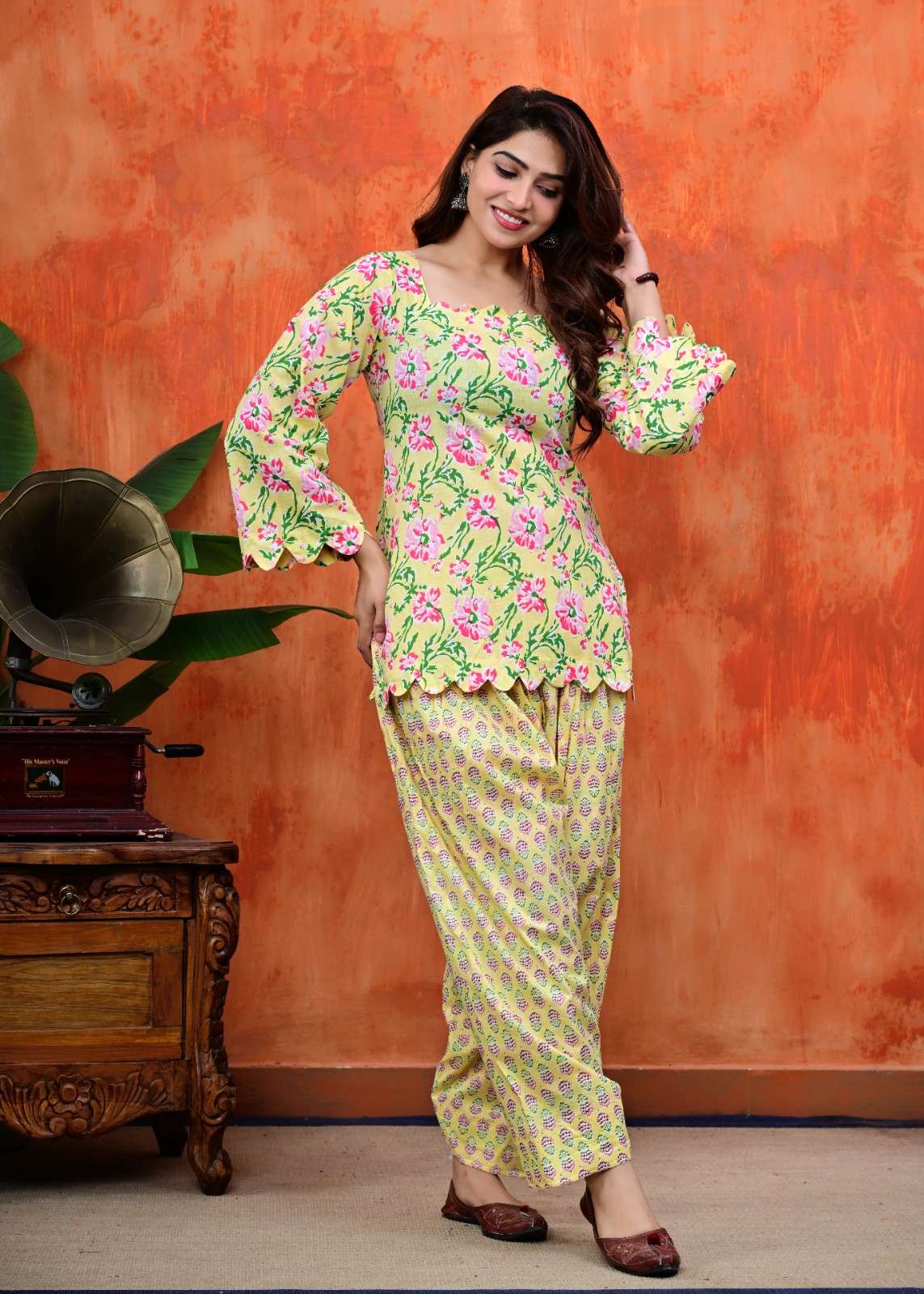 Floral Cotton Short Kurta & Salwar Set