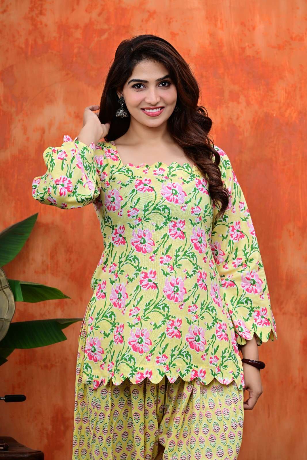 Floral Cotton Short Kurta & Salwar Set