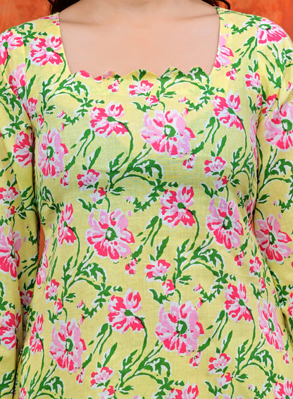 Floral Cotton Short Kurta & Salwar Set