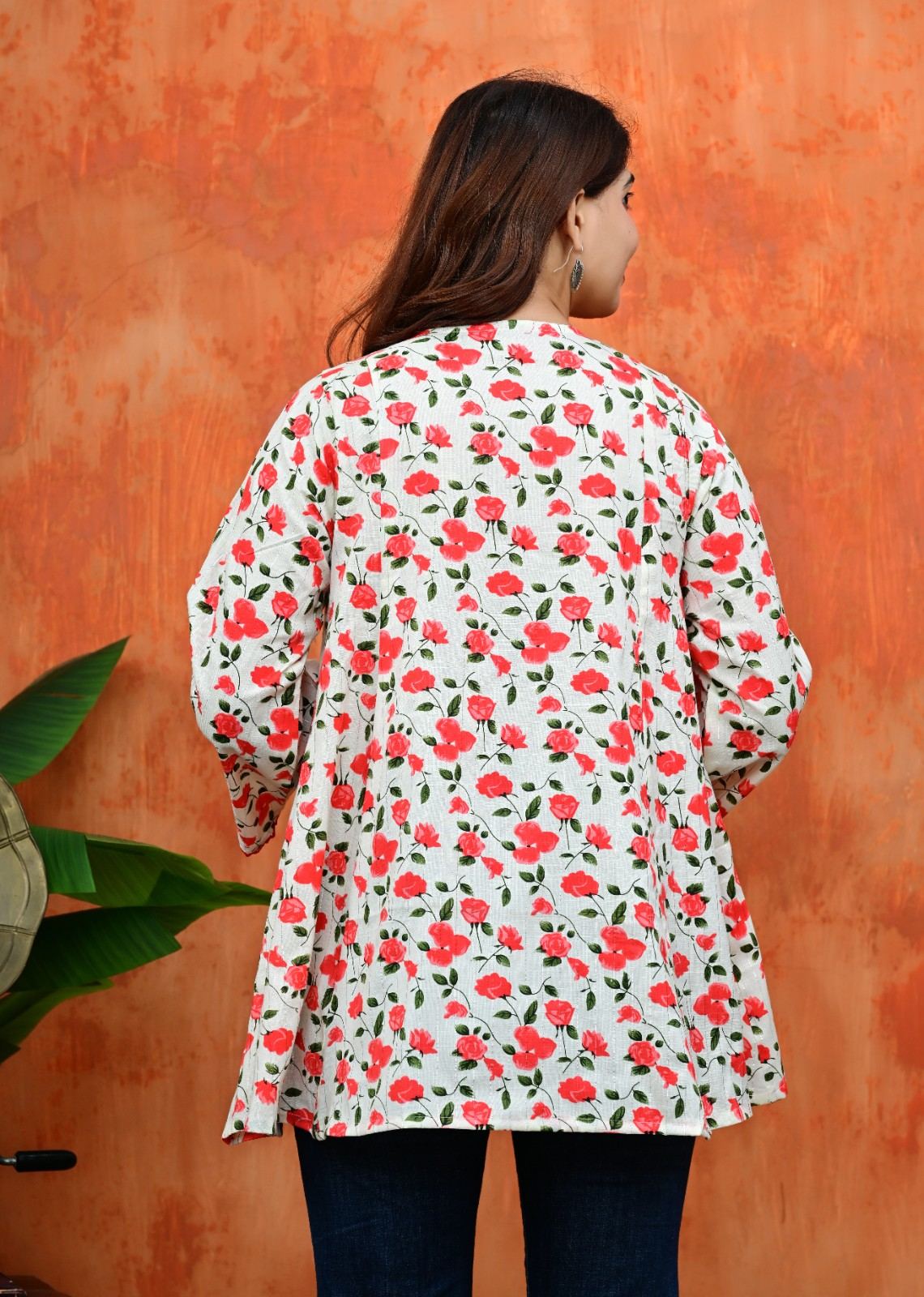 Women's Floral Umbrella Cut Cotton Top