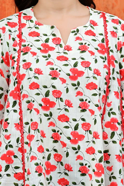 Women's Floral Umbrella Cut Cotton Top