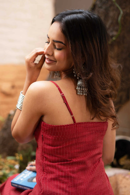 Anaar Maroon Kantha Kurti