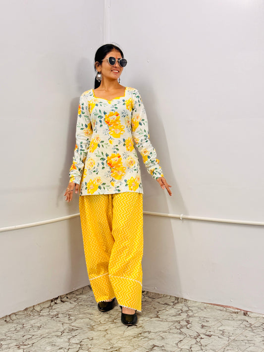 Sunshine Floral Kurti Set
