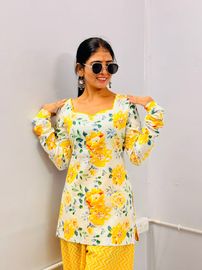 Sunshine Floral Kurti Set
