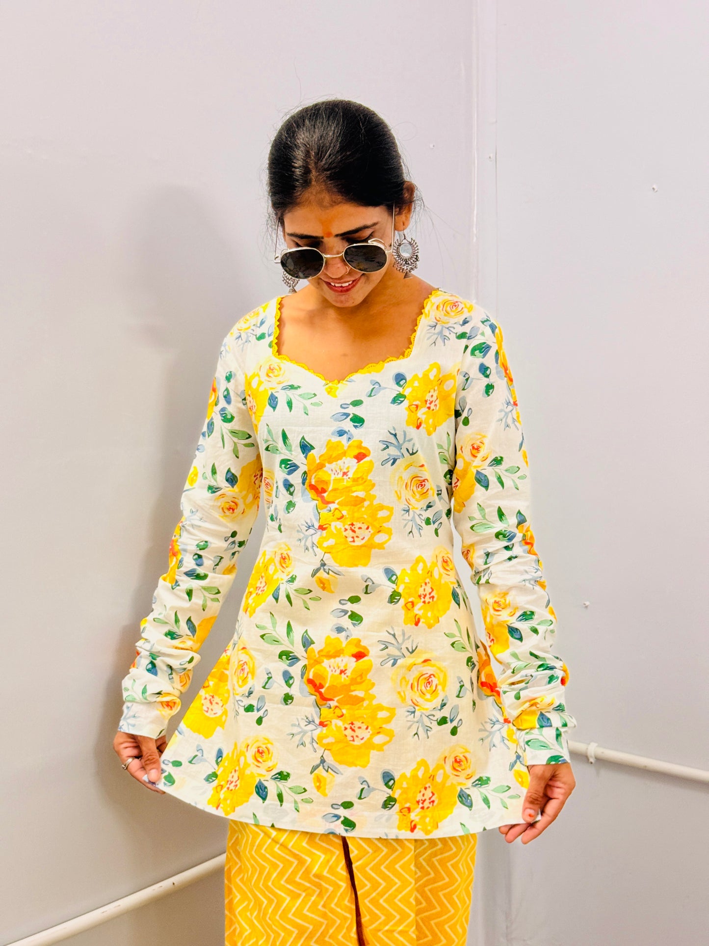 Sunshine Floral Kurti Set