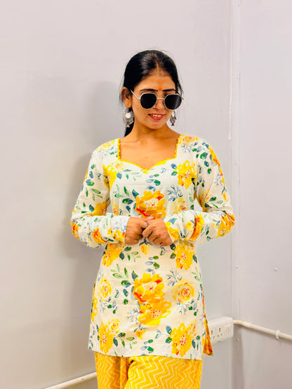 Sunshine Floral Kurti Set